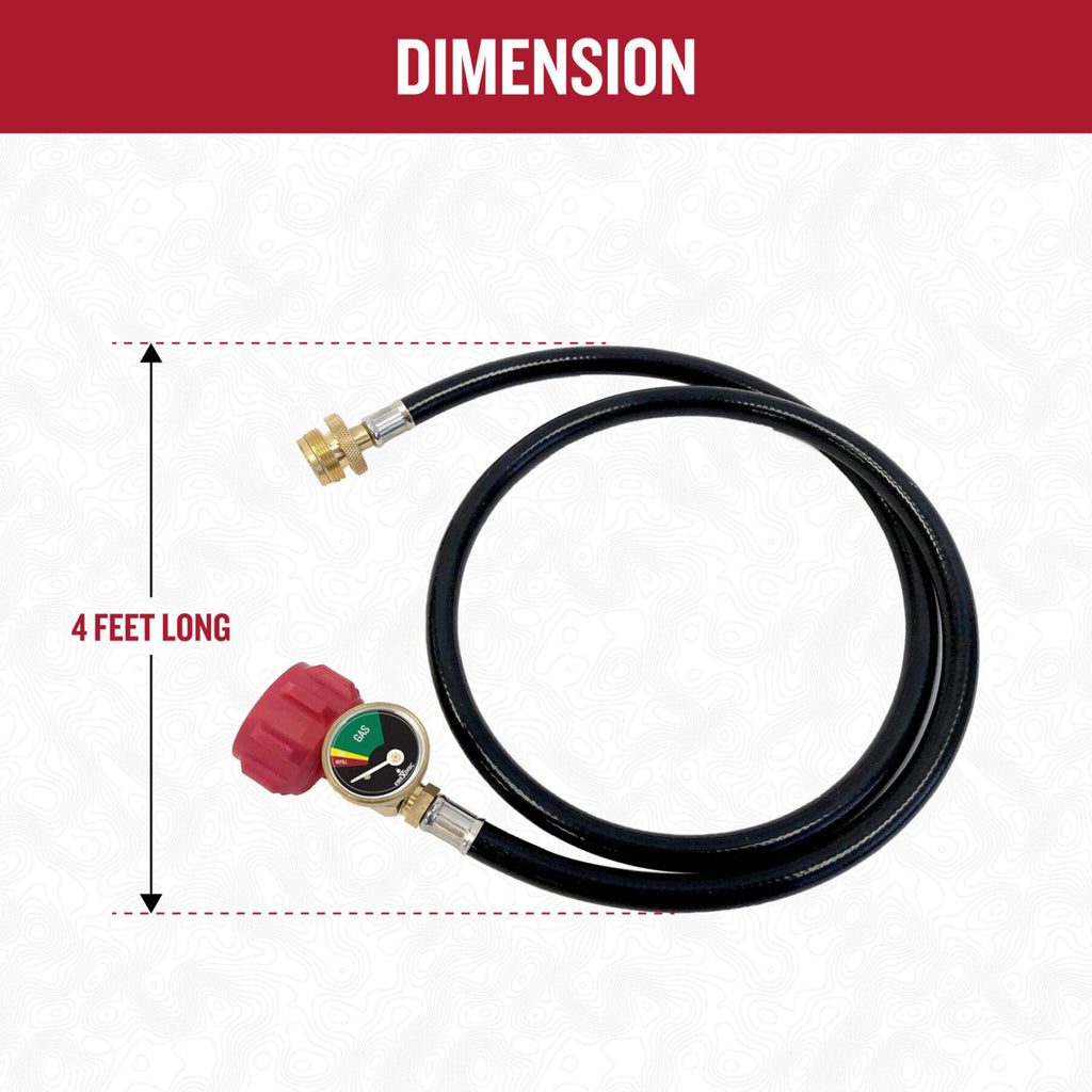 Propane Adaptor Hose: 4′ ft. Conversion Hose with Gauginator
