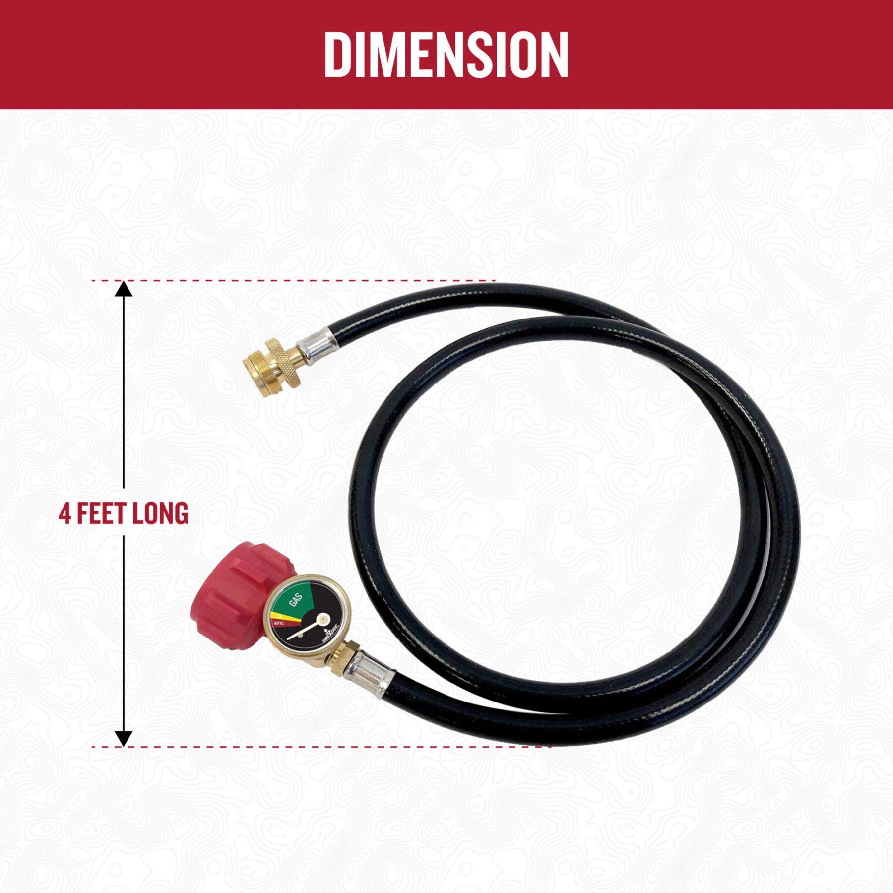 Propane Adaptor Hose: 4′ ft. Conversion Hose with Gauginator